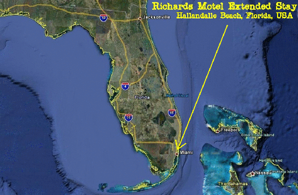 Vista de satelite: Richard's Motel Extended Stay, Hallandale Beach, Florida.