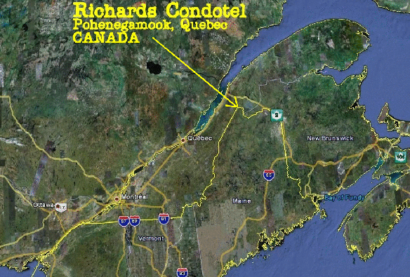 A satelite view: Richard's Condotel, 1741 Chemin Guerette, Pohenegamook, Quebec, CANADA.