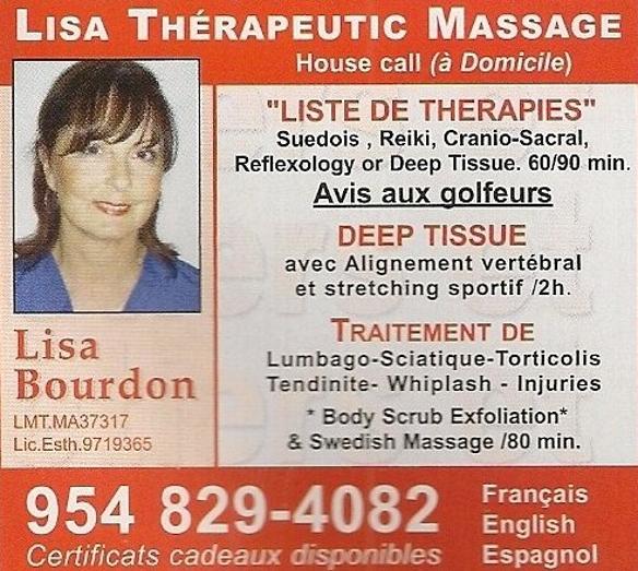 Lisa Bourdon: Therapeutic Massage a domicile.